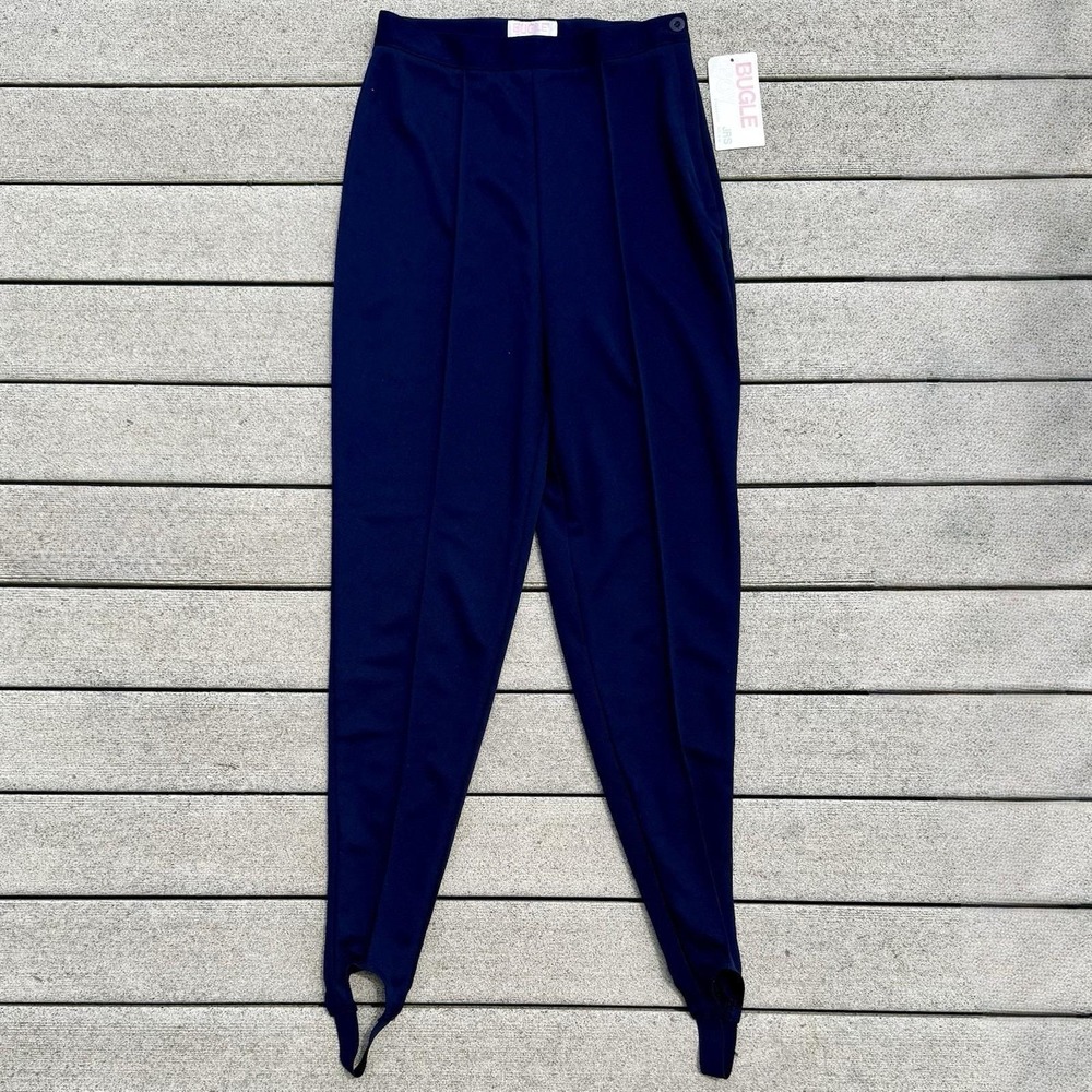 NWT! Vintage Retro 1980s 80s Navy Blue Bugle Boy  Stirrup Pants Women Sz M 9/10